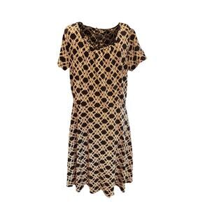 Talbots Navy & White Chain link Fit & Flare Dress Size Large